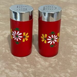 Vintage Red Floral Salt and Pepper Shakers